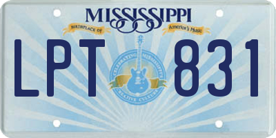 MS license plate LPT831