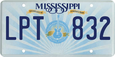 MS license plate LPT832