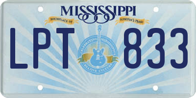 MS license plate LPT833