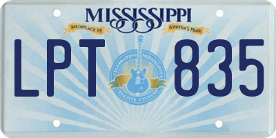 MS license plate LPT835