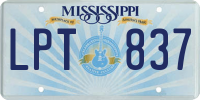 MS license plate LPT837