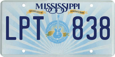 MS license plate LPT838