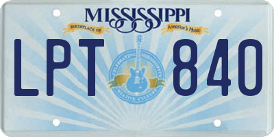 MS license plate LPT840