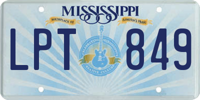 MS license plate LPT849