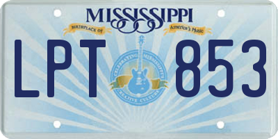 MS license plate LPT853