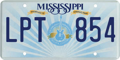 MS license plate LPT854