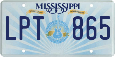 MS license plate LPT865
