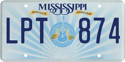MS license plate LPT874