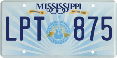MS license plate LPT875
