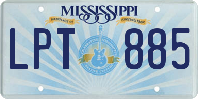 MS license plate LPT885