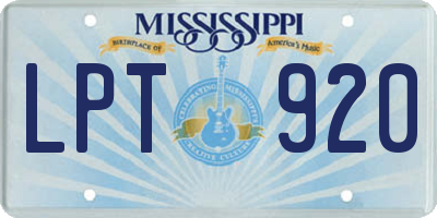 MS license plate LPT920