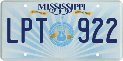 MS license plate LPT922