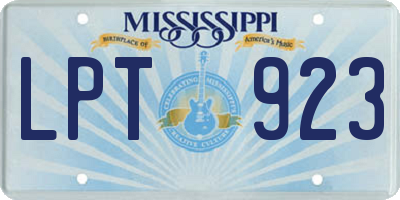 MS license plate LPT923