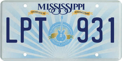 MS license plate LPT931