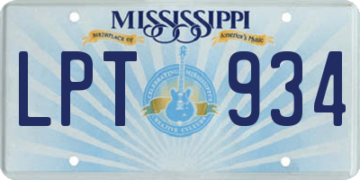 MS license plate LPT934
