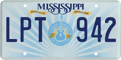 MS license plate LPT942