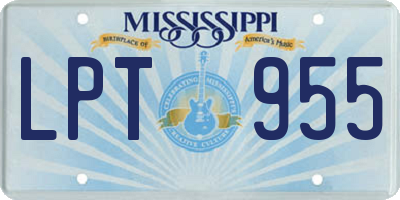 MS license plate LPT955