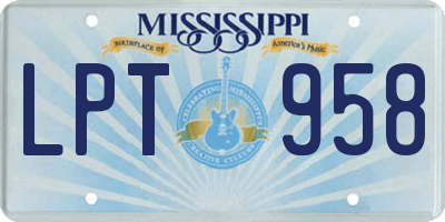 MS license plate LPT958