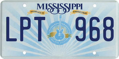 MS license plate LPT968