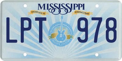 MS license plate LPT978