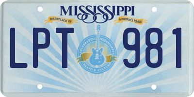MS license plate LPT981