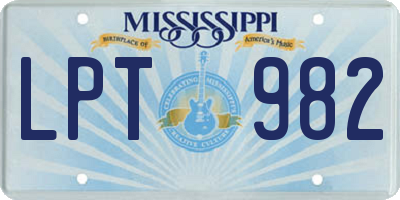 MS license plate LPT982
