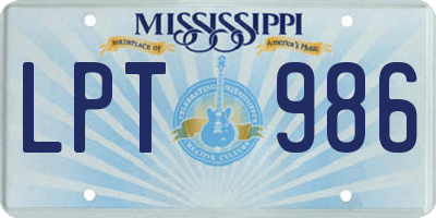 MS license plate LPT986