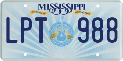 MS license plate LPT988