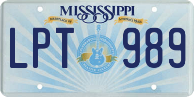 MS license plate LPT989