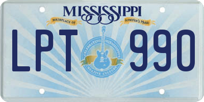 MS license plate LPT990