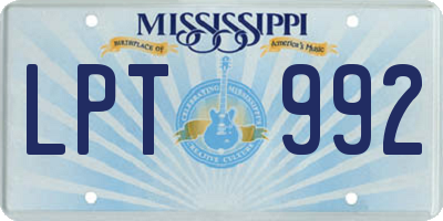 MS license plate LPT992