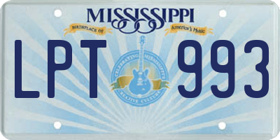 MS license plate LPT993