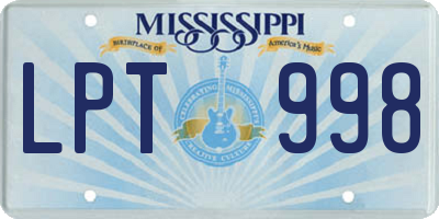 MS license plate LPT998