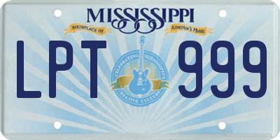 MS license plate LPT999