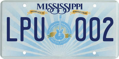 MS license plate LPU002