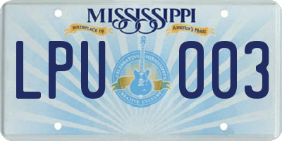 MS license plate LPU003
