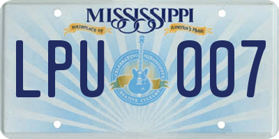 MS license plate LPU007