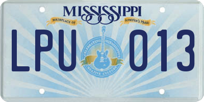 MS license plate LPU013