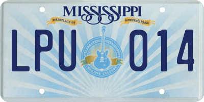 MS license plate LPU014