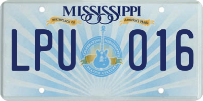 MS license plate LPU016