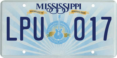 MS license plate LPU017