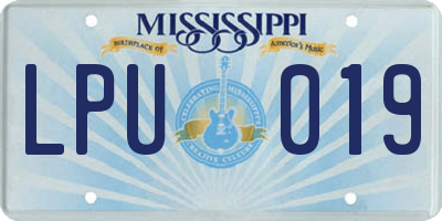MS license plate LPU019