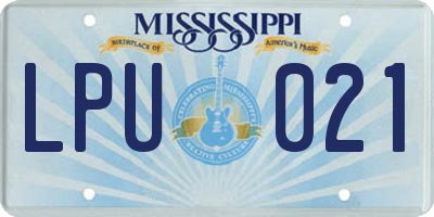 MS license plate LPU021