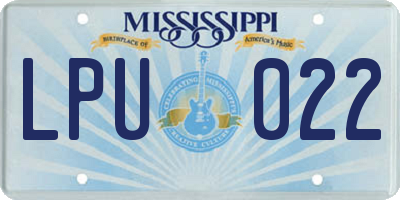 MS license plate LPU022