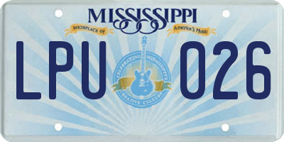 MS license plate LPU026