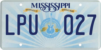 MS license plate LPU027