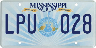 MS license plate LPU028