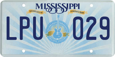 MS license plate LPU029