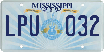MS license plate LPU032