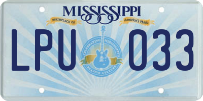 MS license plate LPU033